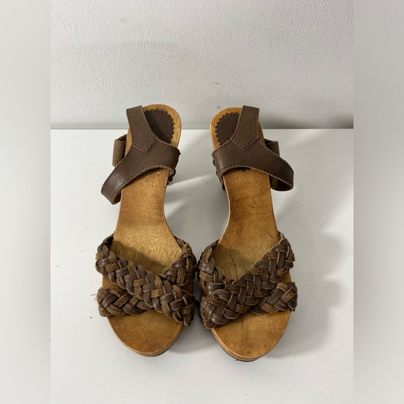 Zara Braided Leather Strap Heeled Sandals Eur Size 37 Womens Brown - Picture 4 of 9